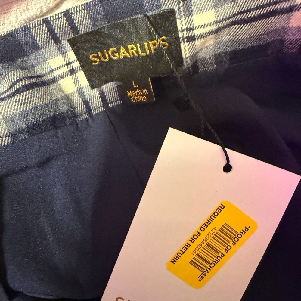 NWT Sugarlips Navy and White Plaid Skirt - Picture 6 of 7